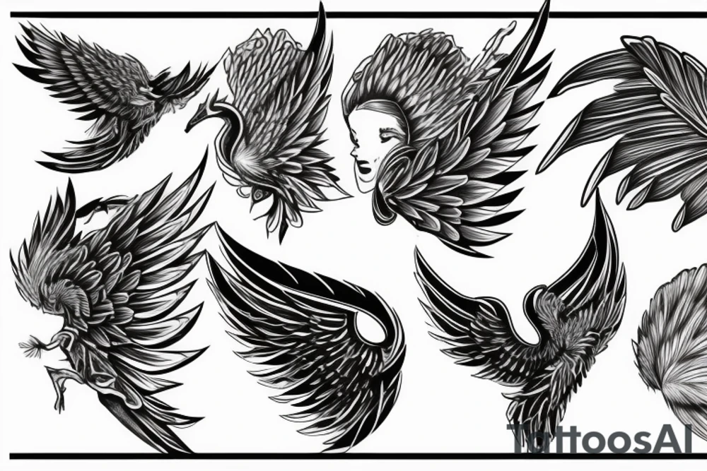 Special wing on the back of the leg tattoo idea