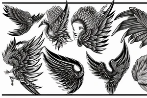 Special wing on the back of the leg tattoo idea