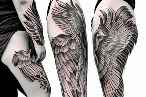 Special wing on the back of the leg tattoo idea