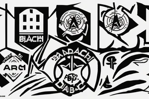Bad Batch Logo, with Aurebesh text that says "Bad Batch" on top, and "Clone Force 99" on the bottom. tattoo idea