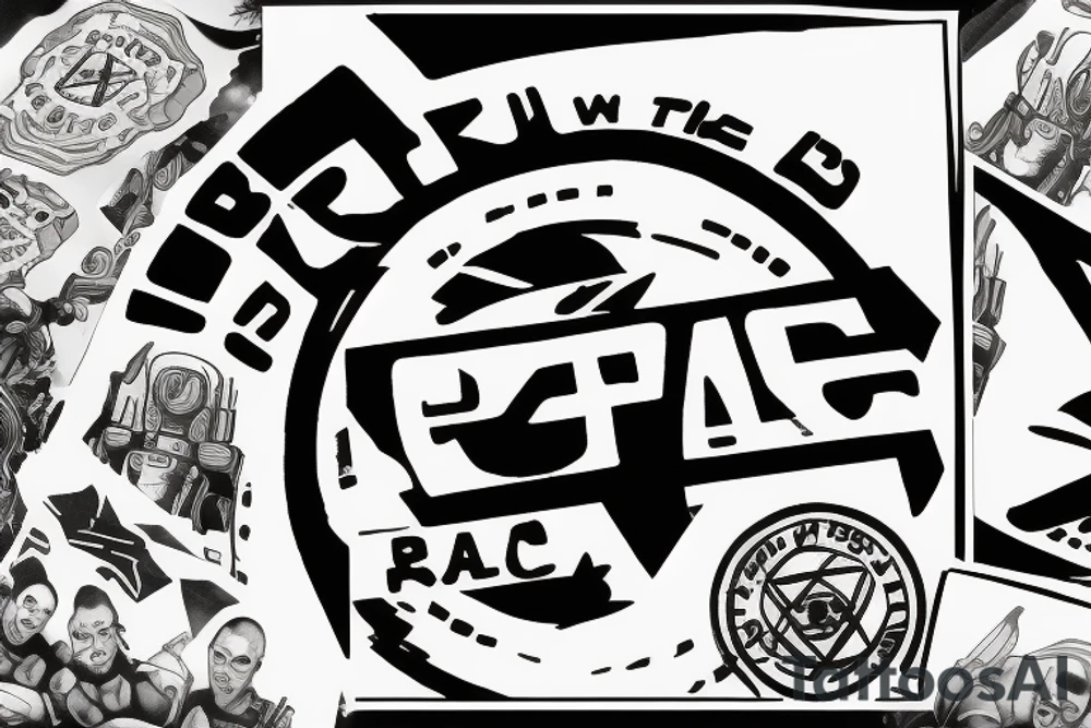 Bad Batch Logo, with Aurebesh text that says "Bad Batch" on top, and "Clone Force 99" on the bottom. tattoo idea