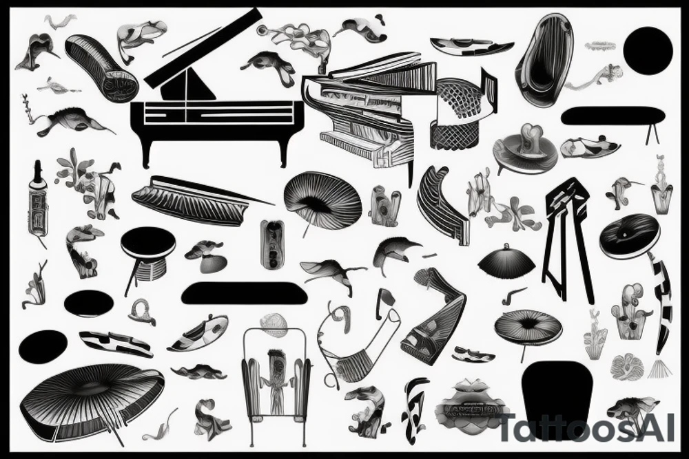 Piano keys and swimming pool combined tattoo idea
