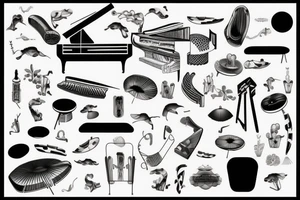 Piano keys and swimming pool combined tattoo idea