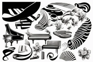 Piano keys and swimming pool combined tattoo idea