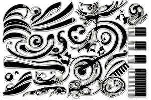 Piano keys and swimming pool combined in one big tattoo tattoo idea