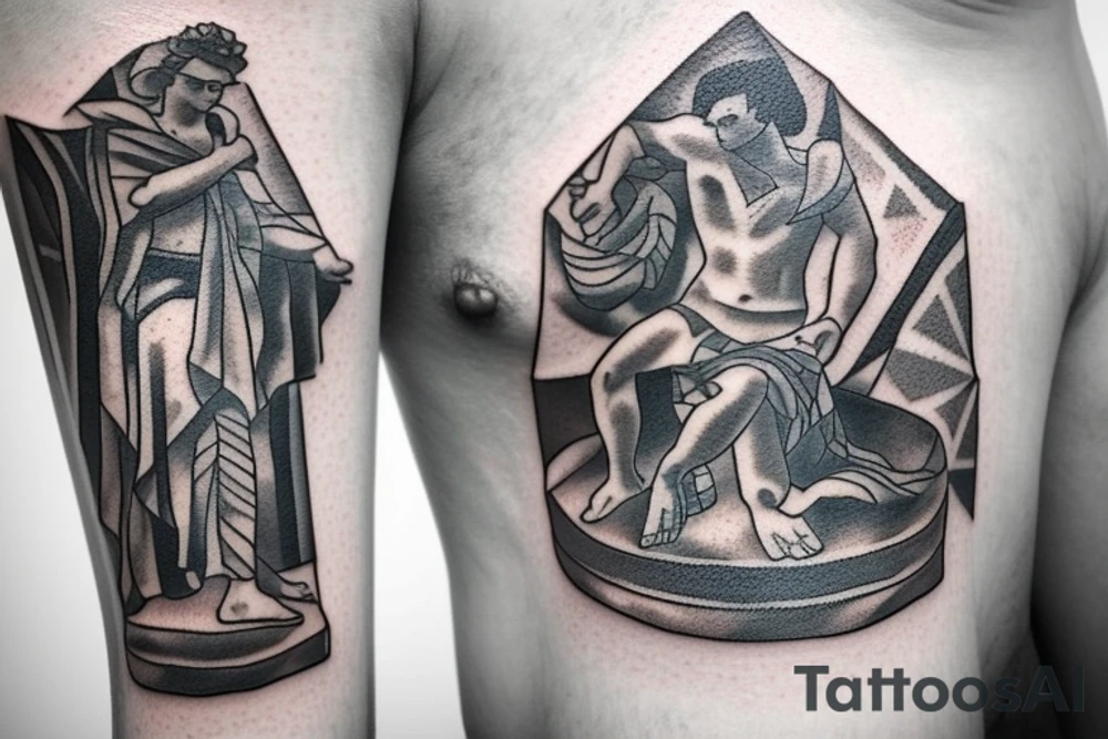 Statue of David in a square tattoo idea