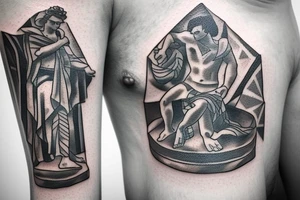 Statue of David in a square tattoo idea
