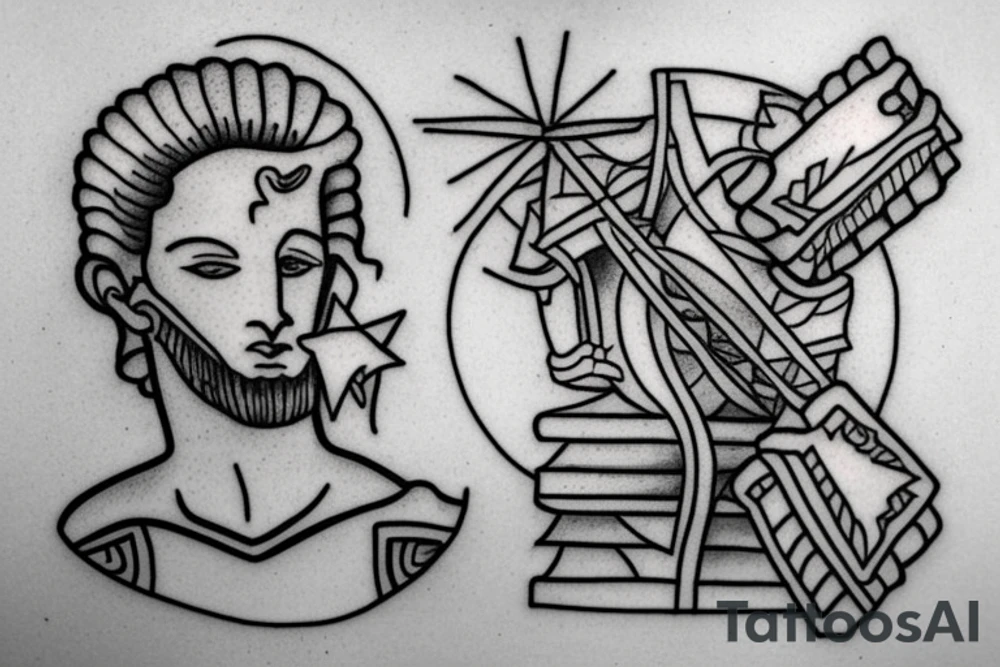 Statue of David in a square tattoo idea