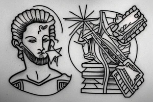 Statue of David in a square tattoo idea
