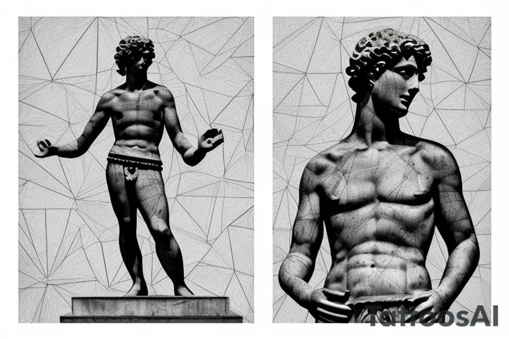 Statue of David in a square tattoo idea