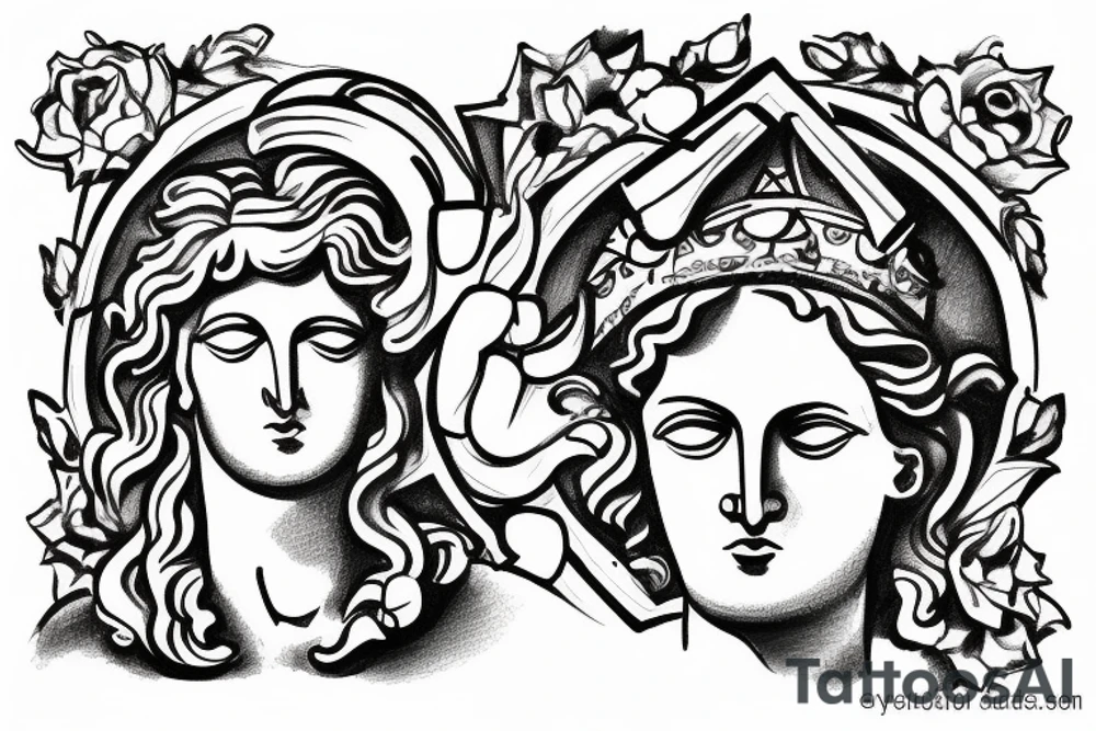Statue of David in a square tattoo idea