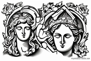 Statue of David in a square tattoo idea