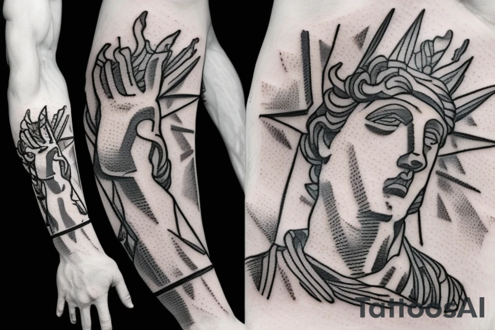 Statue of David in a square tattoo idea