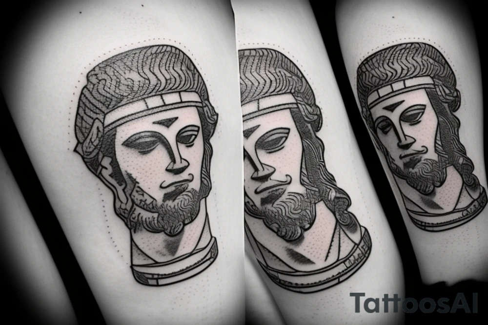 Statue of David in a square outline tattoo idea Statue of David in a square outline tattoo idea