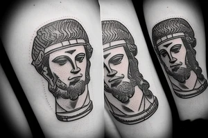 Statue of David in a square outline tattoo idea