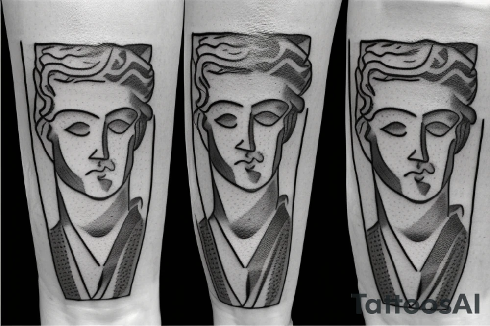 Statue of David in a square outline tattoo idea