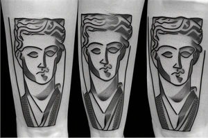 Statue of David in a square outline tattoo idea