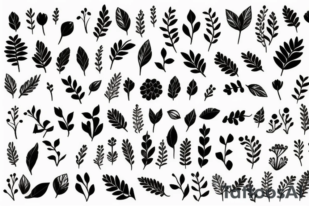 Delicate flowers and leaves tattoo idea
