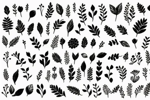 Delicate flowers and leaves tattoo idea