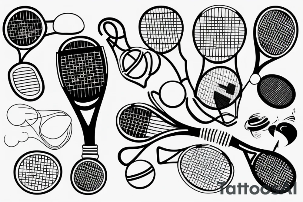Tennis racket and ball tattoo idea