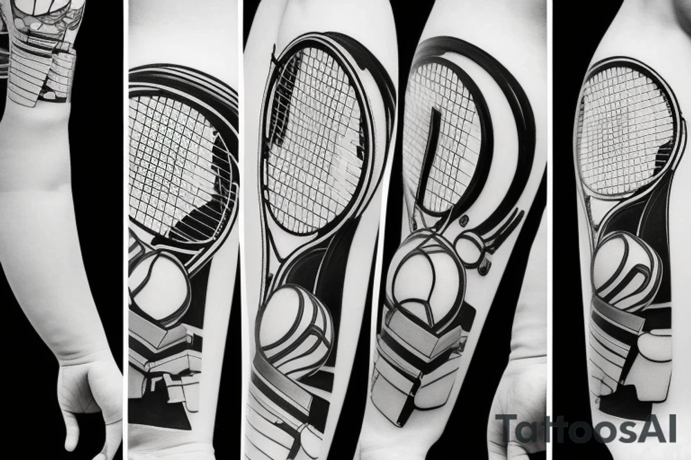 Tennis racket and tennis ball tattoo idea