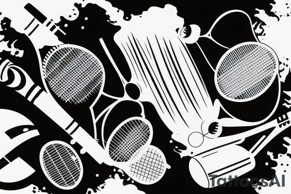 Tennis racket and tennis ball tattoo idea