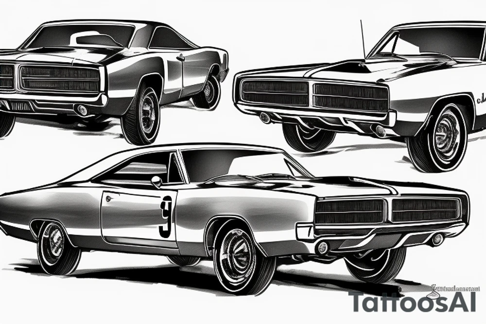 dodge charger 1968 tattoo idea