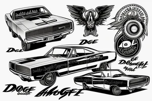 dodge charger 1968 tattoo idea