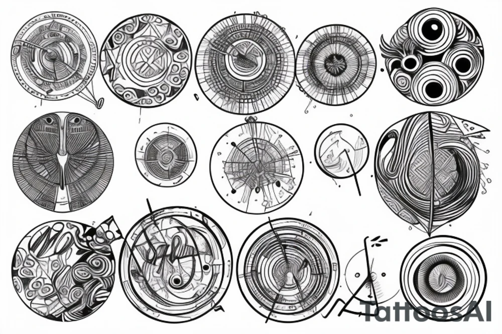 The antenna is inside a circle. Behind the circle fly birds tattoo idea