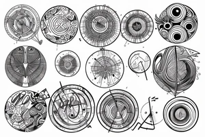 The antenna is inside a circle. Behind the circle fly birds tattoo idea