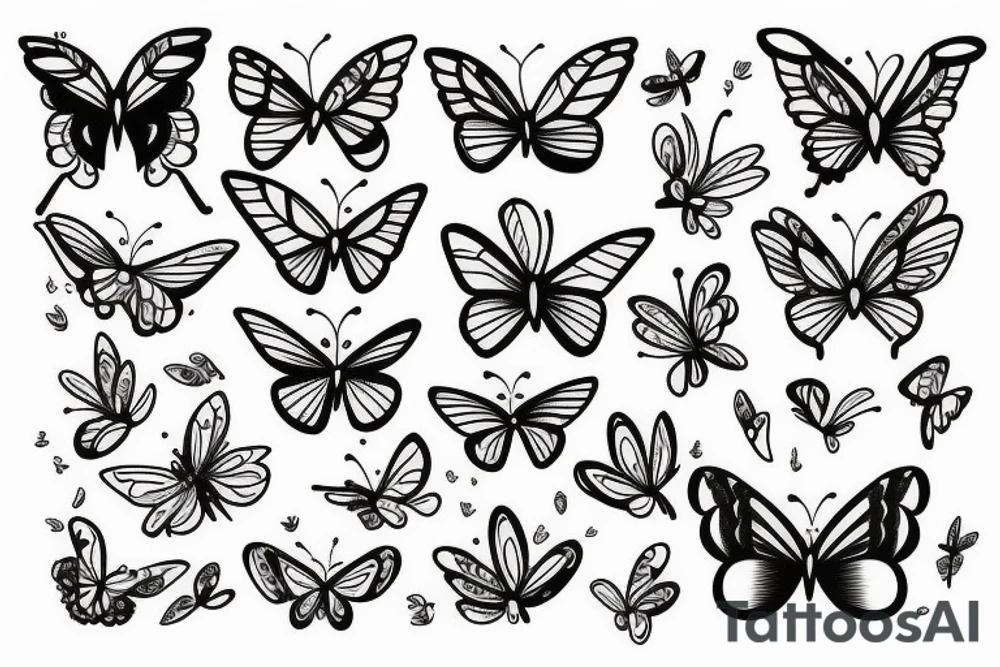 Frame with flowers, butterflies and small birds tattoo idea