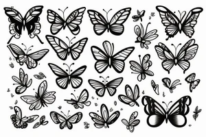 Frame with flowers, butterflies and small birds tattoo idea