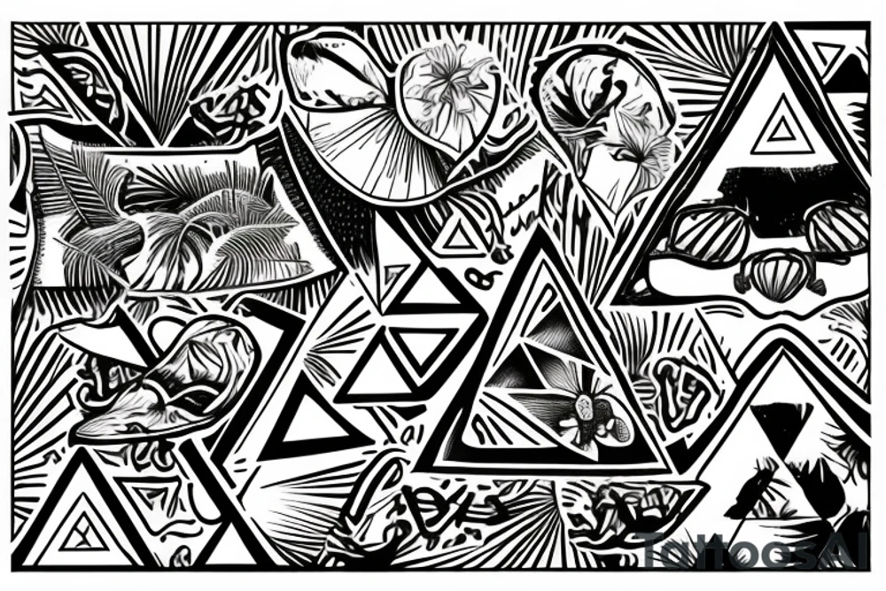 “Dues Paid Hawaii” in the shape of triangles tattoo idea
