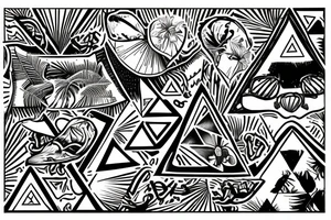 “Dues Paid Hawaii” in the shape of triangles tattoo idea
