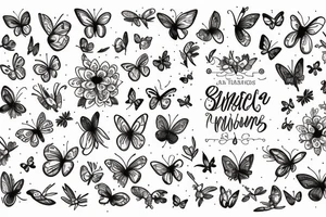 Photo frame with a border of flowers, butterflies and small birds tattoo idea