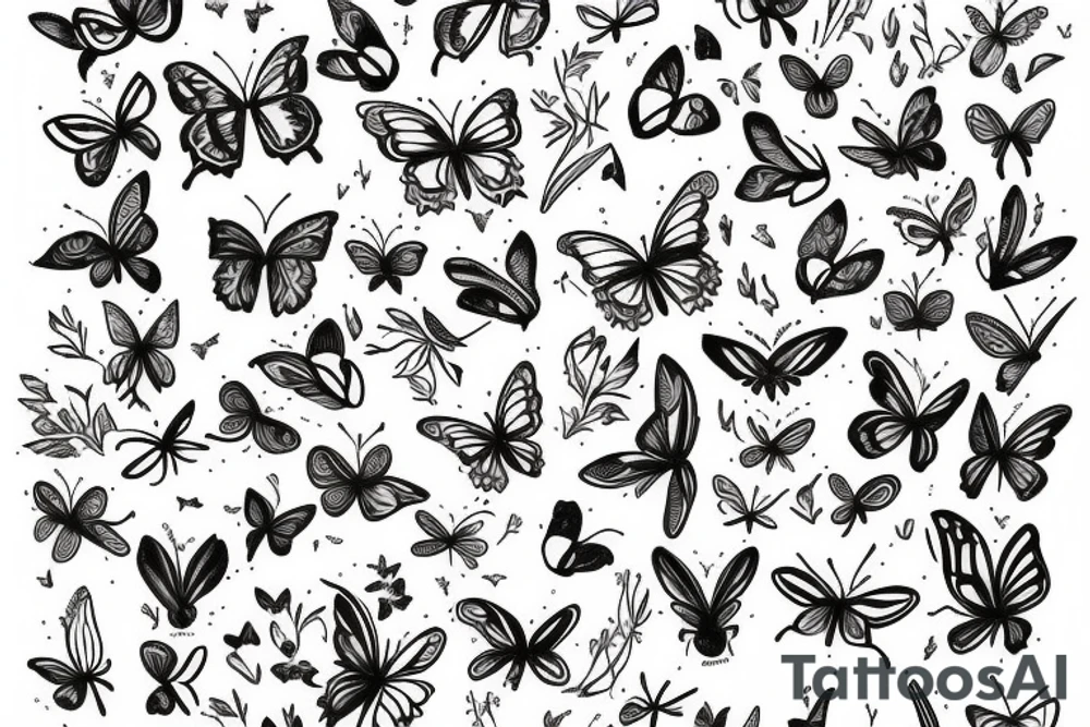 Photo frame with a border of flowers, butterflies and small birds tattoo idea