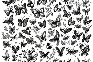 Photo frame with a border of flowers, butterflies and small birds tattoo idea