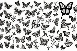 Photo frame with a border of flowers, butterflies and small birds tattoo idea