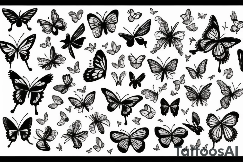 Photo frame with a border of flowers, butterflies and small birds tattoo idea