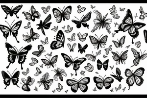 Photo frame with a border of flowers, butterflies and small birds tattoo idea