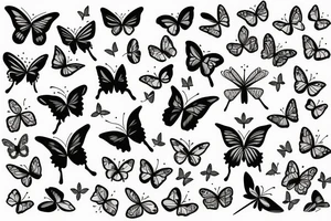 Photo frame with a border of flowers, butterflies and small birds tattoo idea