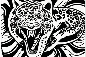 American Traditional styled Jaguar climbing down tattoo idea