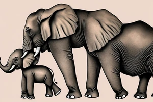 Mom elephant and two baby elephants surrounded by a golden glow tattoo idea