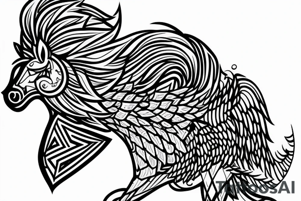 Geometric Pegasus tattoo idea