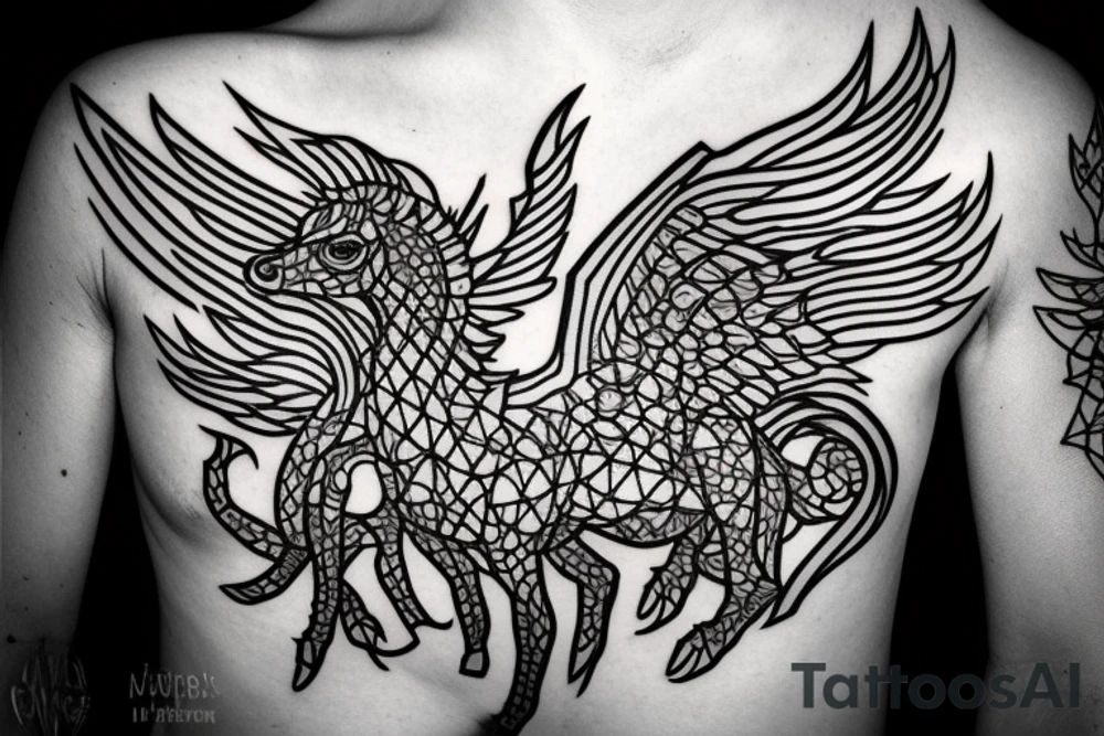 Geometric Pegasus tattoo idea