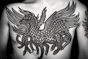 Geometric Pegasus tattoo idea