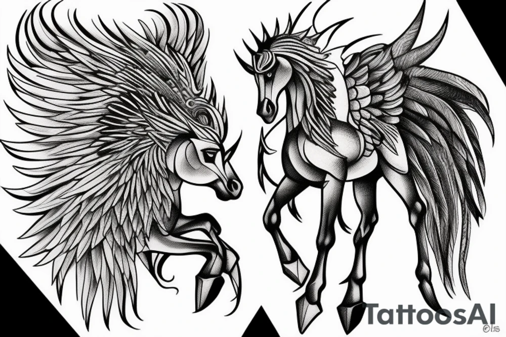 Geometric Pegasus tattoo idea
