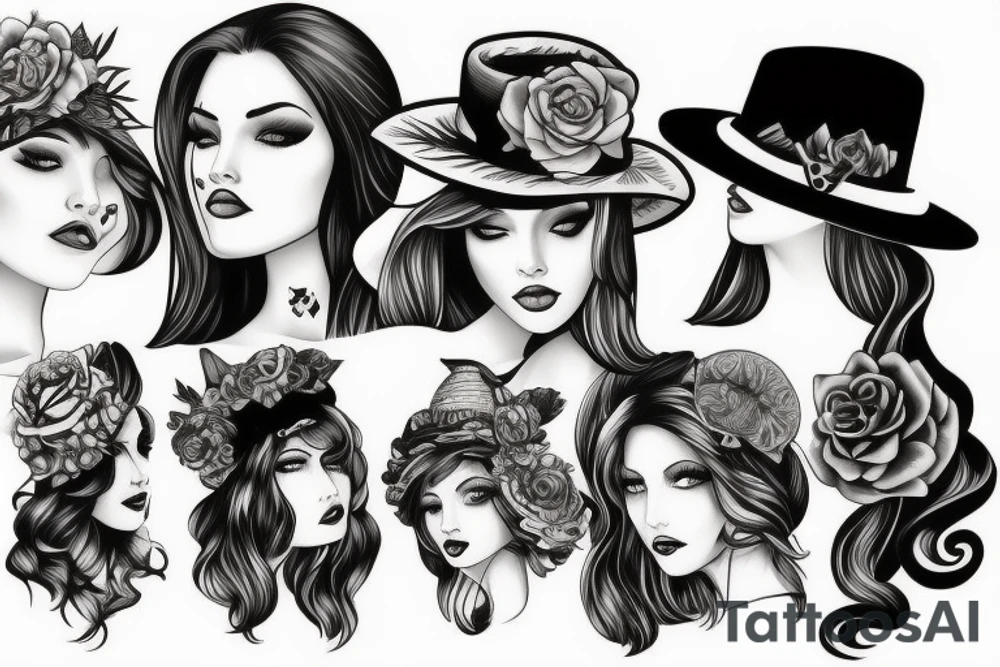 Sexy women with a hat tattoo idea