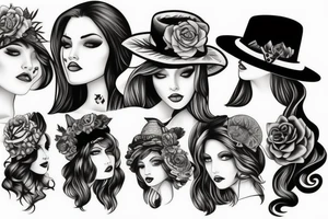 Sexy women with a hat tattoo idea