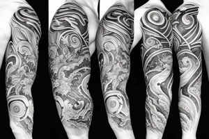 Sleeve with atlas, waves, eye tattoo idea